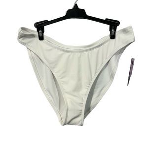 NWT White Front Scoop Waist Low Rise High Leg Cheeky Bikini Bottoms